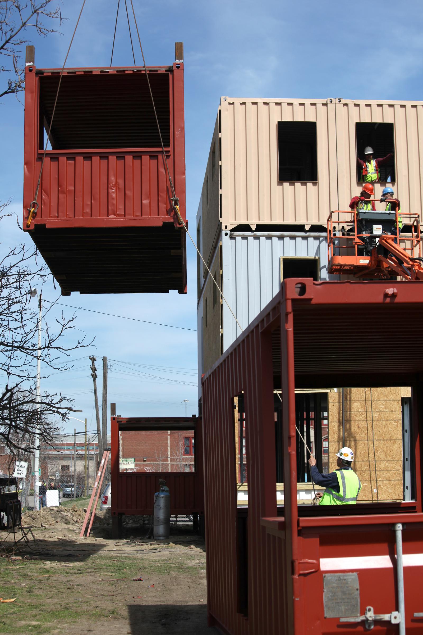 construction starts on shipping container housing effort construction starts on shipping container housing effort